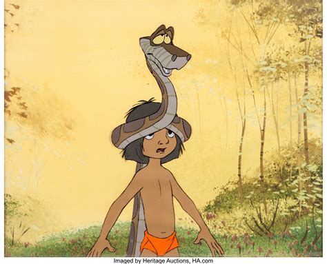The Jungle Book Mowgli And Kaa Production Cel Setup Walt Disney Lot