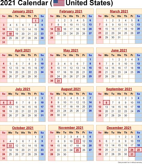 2021 Yearly Calendar With Holidays Templates 101 Activity