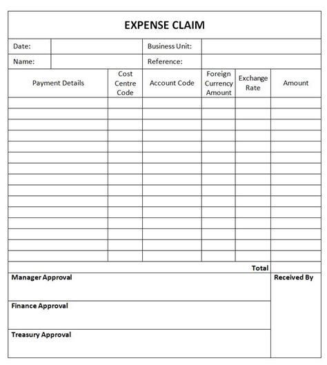 Expense Claim Form Template Excel Template Printable