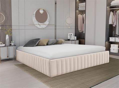 Sommier Coffre En Velours X Cm Beige Sethi