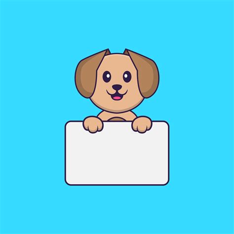Cute Dog Holding Whiteboard Animal Cartoon Concept Isolated Can Used