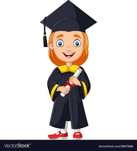 Cartoon Girl In Graduation Costume Royalty Free Vector Image