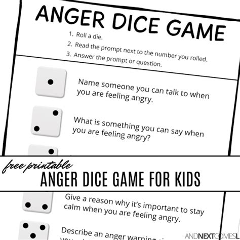 Free Printable Anger Dice Game To Work On Anger Management With Kids