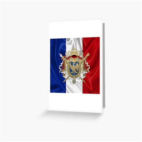 greater coat of arms of the first french empire over flag of france greeting card by captain7