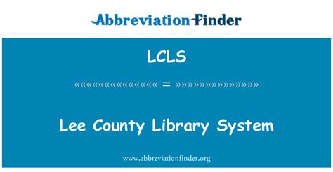 Lcls Definition Lee County Library System Abbreviation Finder