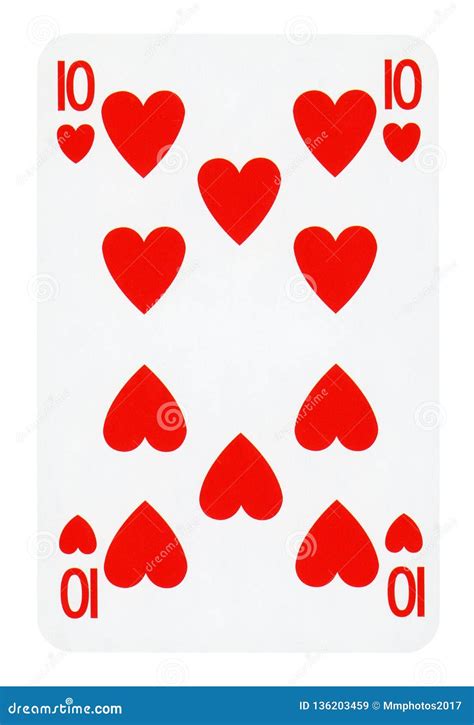 Ten Of Hearts Playing Card Isolated On White Stock Image Image Of