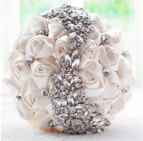 Silver Grey And Crystal Wedding Bouquet Bridal Bouquet Bridal Etsy