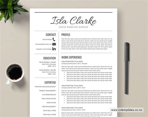 Download free resume templates for microsoft word. CV Template for MS Word, Curriculum Vitae, Simple CV ...