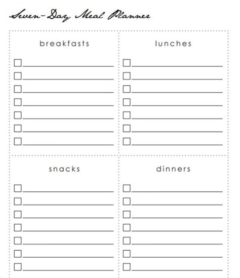 Meal Planning Template 10 Free Samples Examples Format