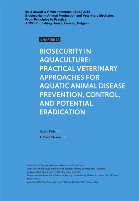 Pdf Biosecurity In Aquaculture Practical Veterinary Approaches For