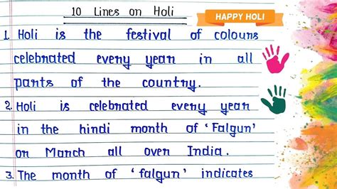 10 Lines On Holi In English Holi 10 Points Essay Holi Festival Essay Few Lines Sentences