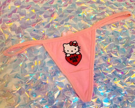 Hello Kitty Kiss Me Sexy Thong Panty Panties Underwear Undies Etsy