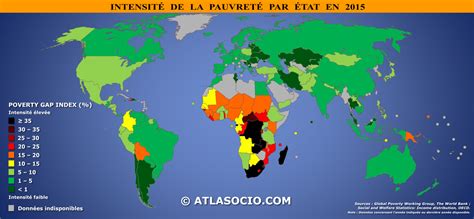 Carte Du Monde Intensité De La Pauvreté Poverty Gap Index