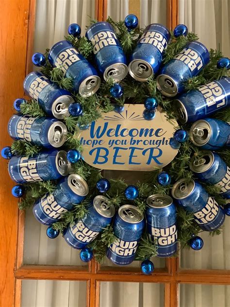 Beer Can Wreath In 2022 Chrismas Diy How To Make Wreaths Wreaths