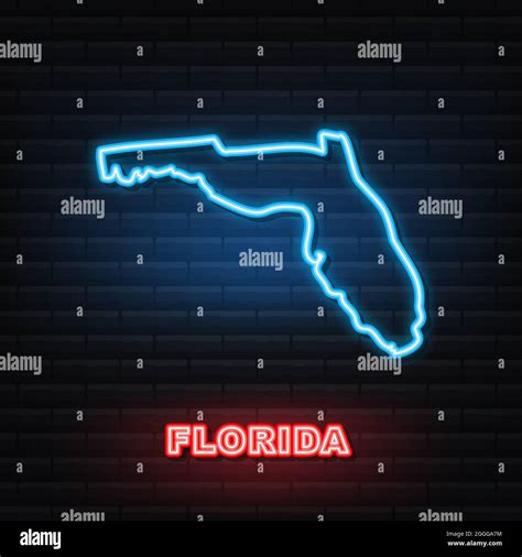 Florida State Map Neon Icon Vector Illustration Stock Vector Image