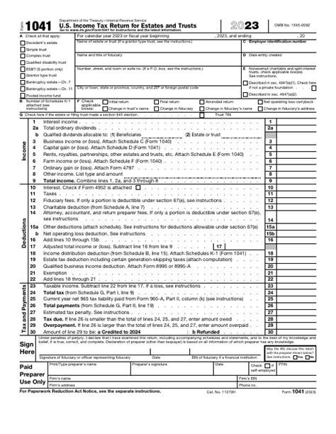 Irs Form 1041 Download Fillable Pdf Or Fill Online Us Income Tax