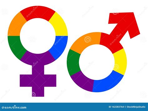 Gender Symbol In Rainbow Color Isolated Illustration Vector Rainbow Male Female Gender Sign
