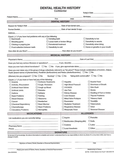 Printable Medical History Form For Dental Office