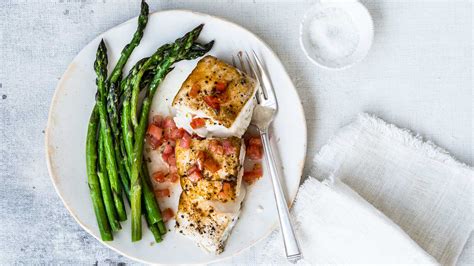 Add vegetables, peanuts and brush with another thin layer of olive oil. One-pan Roasted Asparagus and Halibut with Tomato-Lime ...