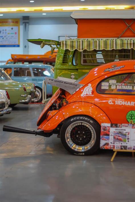 Orange Volkswagen Beetle Drag Car On Display At Jogja Vw Festival