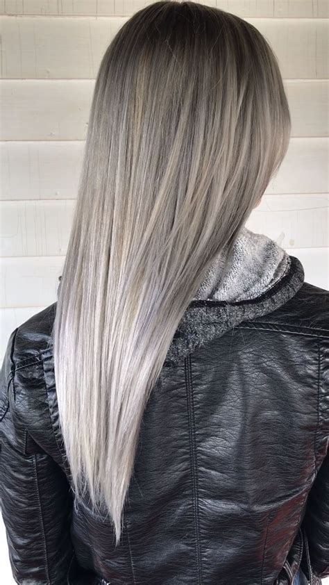 The Perfect Platinum Blonde Ash Balayage Going Gray Hair 2020
