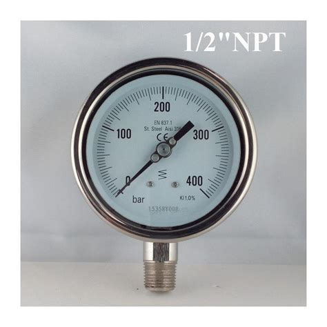 Stainless Steel Pressure Gauge 400 Bar Diameter Dn 100mm Bott 12 Npt