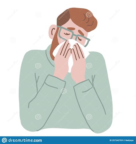 Male Character Sneezing Stock Vector Illustration Of Health 257242763