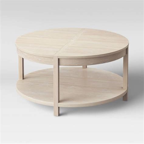 Bleached white wood coffee table. Porto Round Wood Coffee Table Bleached Wood - Project 62 ...