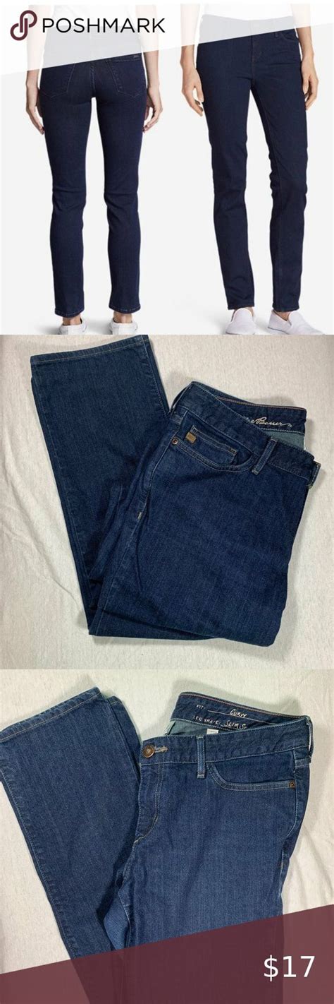 Eddie Bauer Curvy Slim Straight Dark Blue 10l Flannel Lined Jeans