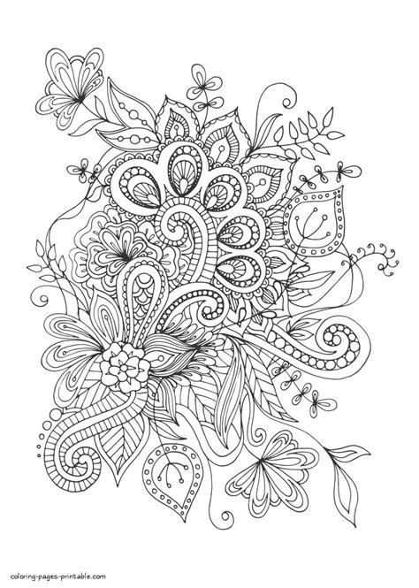 Hard Flower Coloring Pages Black And White Sketch Coloring Page