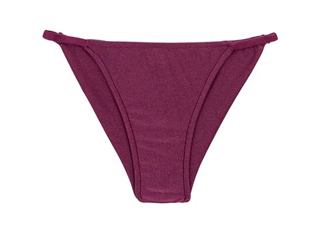 Iridescent Purple Cheeky Brazilian Bikini Bottom With Thin Sides