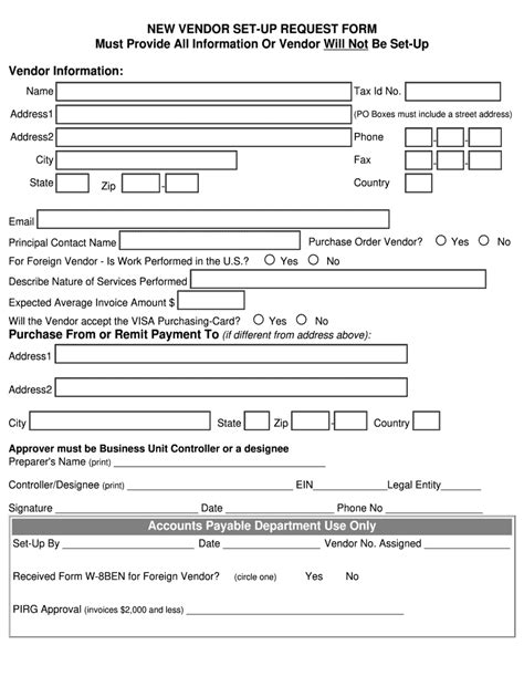 New Vendor Form Fill Online Printable Fillable Blank Pdffiller