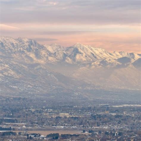 Square Stunning Wasatch Mountains And Utah Valley With Houses Dusted