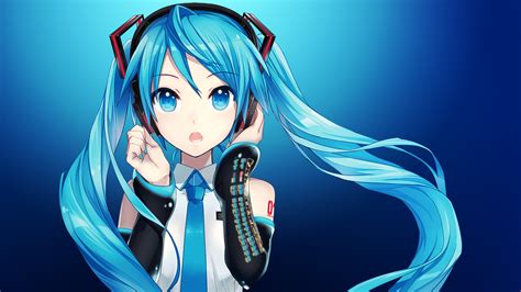 Download Blue Eyes Blue Hair Long Hair Hatsune Miku Anime Vocaloid 4k