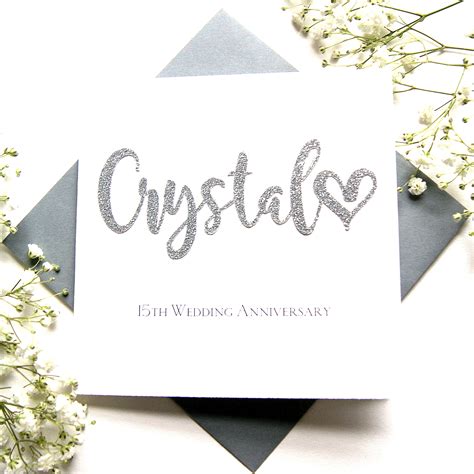 Crystal 15th Wedding Anniversary Card Shop Online Hummingbird Card