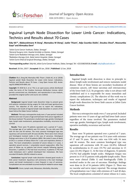 Pdf Inguinal Lymph Node Dissection For Lower Limb Cancer Indications