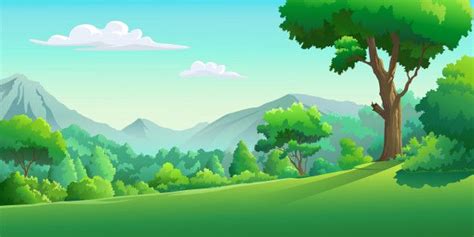 Vector Images Of The Forest In The Daytime Cartoon Background Anime