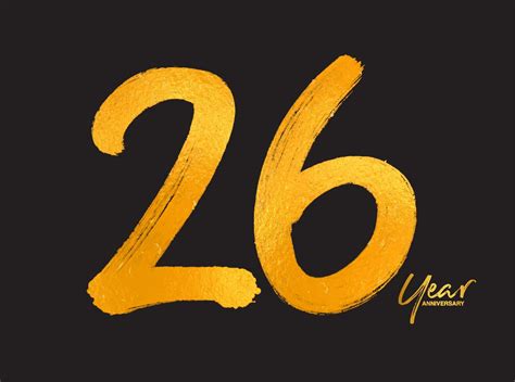 Gold 26 Years Anniversary Celebration Vector Template 26 Years Logo