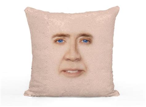 Nicolas Cage Sequin Pillow Reveals Nicolas Cages Face ~ Container