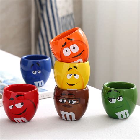 1pcs Cartoon Mandms Chocolate Candy Mugs Cups Cute Mini Ceramics Coffee