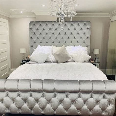 Tufted Velvet Platform Bed King Extra Large Wide Bed Diamond Etsy