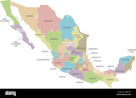 Vector Map Of Mexico With Regions Or Or States And Administrative