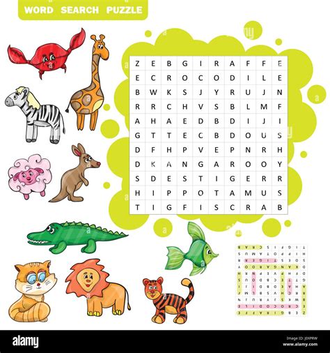 Animal Word Search Puzzles For Kids