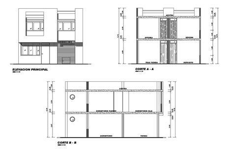 Autocad Drawing Of Residential Building With Elevatio