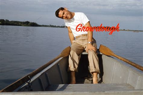 Original Handsome Man On Row Boat 1950 Kodachrome 35mm Photo Slide Ebay In 2022 Handsome Men