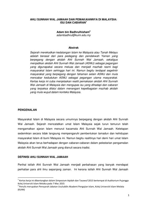 Ia ditulis oleh dan diterbitkan oleh penerbit universiti putra malaysia dalam bahasa melayu dengan nombor isbn 9673440306. (PDF) Ahli Sunnah wal Jamaah dan Pemakaiannya di Malaysia ...