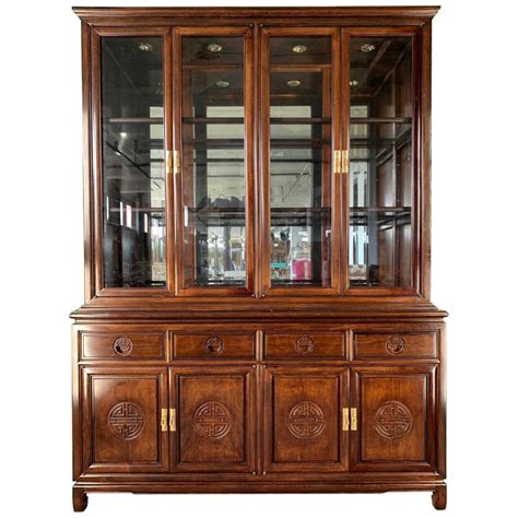 Solid, elegant, hand made 6 chairs, 2 arm chairs buffet and cabinet cutlery storage unit times. Asian Chinoiserie China Cabinet For Sale at 1stdibs