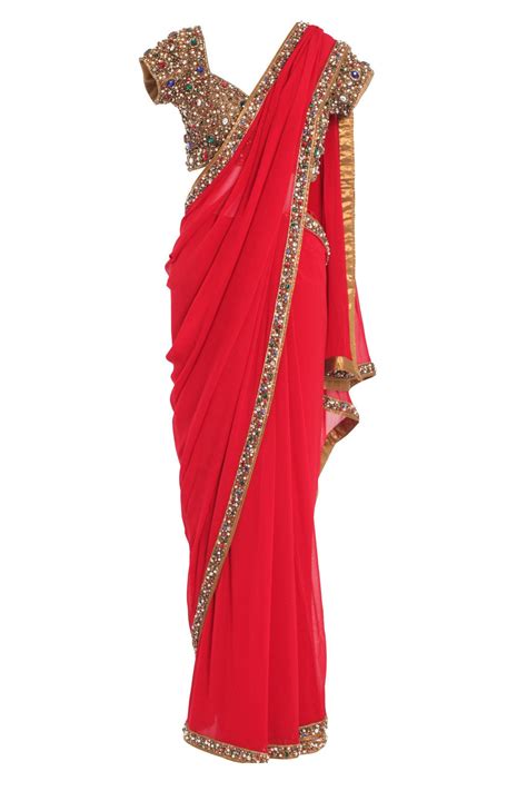 Red Saree And Jewelled Blouse In 2020 Fancy Blouse Designs Fancy