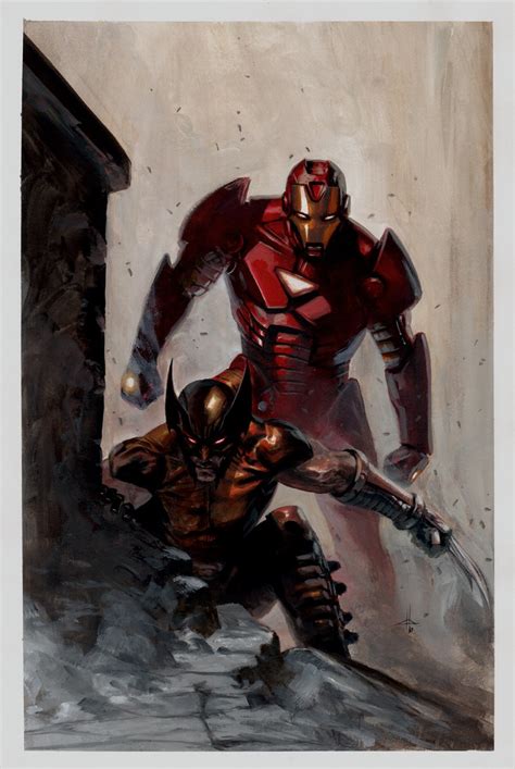 Wolverine And Iron Man Cover Quality Painting Awesome