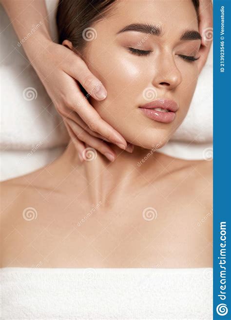 Face Massage Beautiful Of Young Woman Getting Spa Massage Treatment At Beauty Spa Salonspa